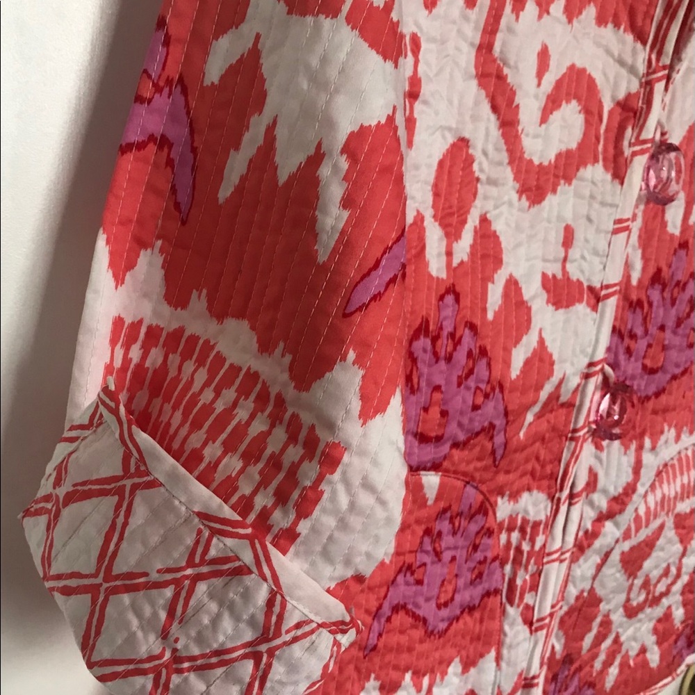 Patty Kim Reversible Cotton Jacket in Fuchsia and Coral, Pockets on Both Sides - Picture 7 of 12